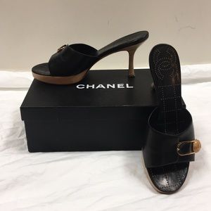 CHANEL Black Mules